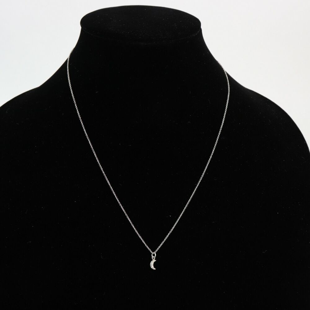 LaSoula Diamond Little Moon Pendant Necklace, Sterling Silver